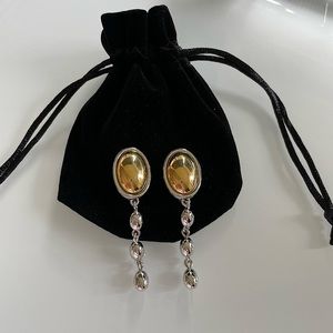 Vintage Monet gold/silver tone dangle clip-on earrings mid-80s. Never worn.